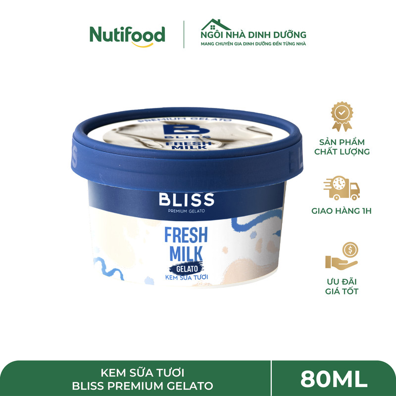 Kem Sữa Tươi 80ml Bliss Premium Gelato – Thơm Dịu, Thanh Mát