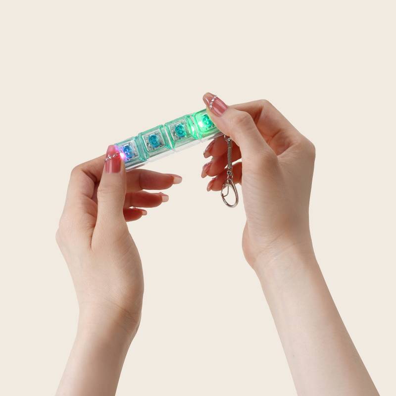 Press Decompression Keychain Luminous Shaft Tester Russian Block Toy Four-Key Mechanical Keyboard Ba