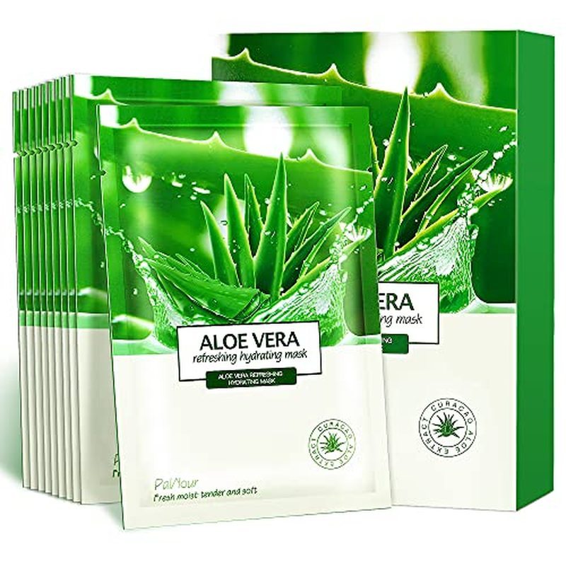 Aloe Facial Skincare Sheet Hydrating Moisturizing Revitalizing Facial Skincare Sheet for Dry, Oily, 