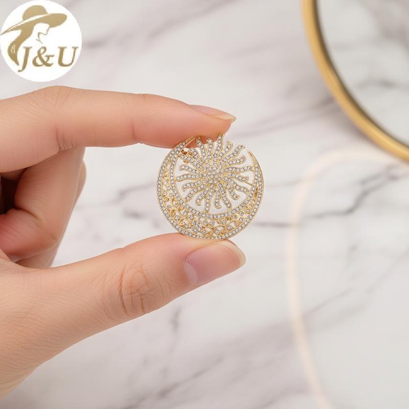 Juwel Mặt Trăng và Mặt Trời Thổ Cẩm với Kim Cương Giả cho Nữ - Trang Trí Áo Khoác Hàng Ngày