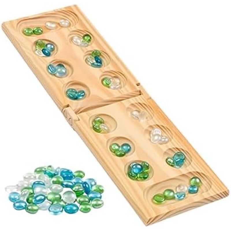 Regal Games Mancala Board Game - Fun Classic Table Game with Wooden Board for Adults & Kids - 48 Gla