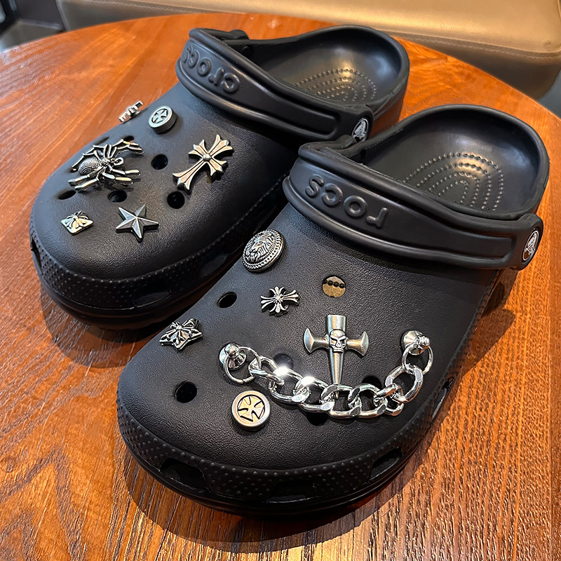 Thích hợp cho cá sấu crocs Crocs Phụ kiện chéo Crocs Giày kim loại cổ điển cao cấp Hoa Nam Phụ kiện
