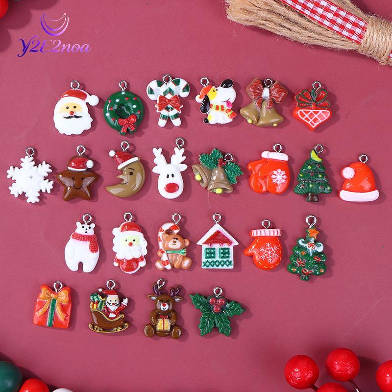 Y2E2noa - Bộ 24 Mặt Dây Chuyền Giáng Sinh với Nhiều Mẫu like Snowman, cây thông Noel, Ông già Noel, 