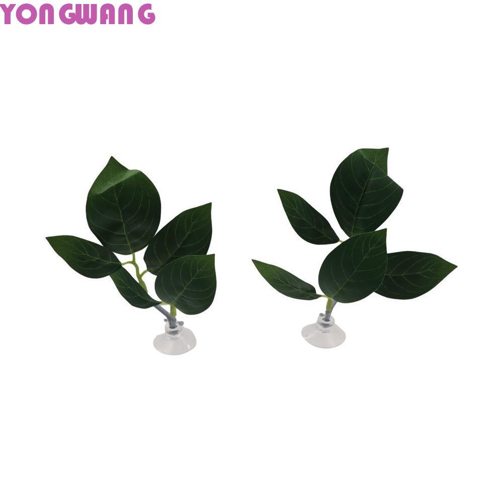 YONGWANG66HR Cảnh quan bể cá, Nhựa có cốc hút Betta Lá còn lại cho cá, Trang trí cỏ Mô phỏng Cây nhâ