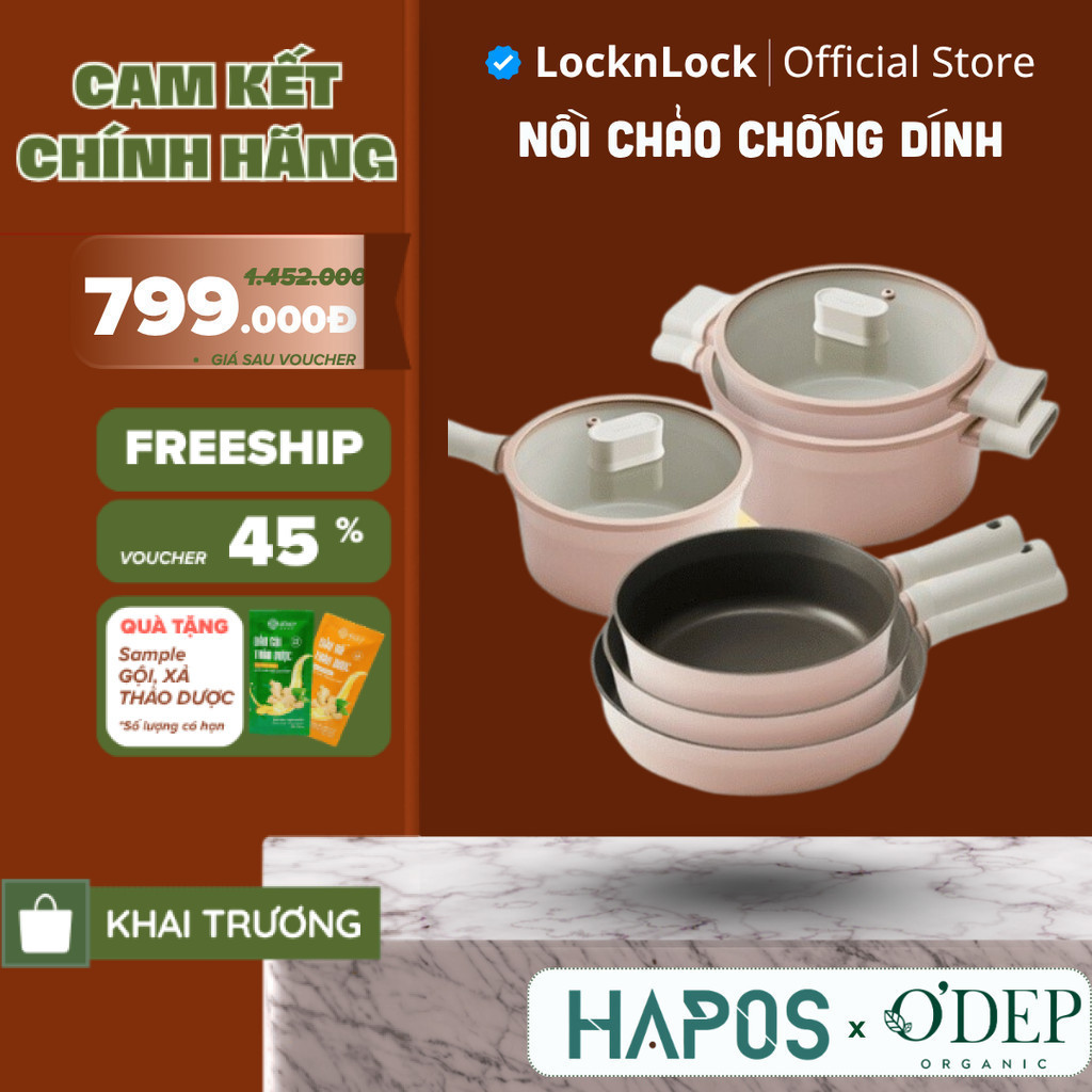 Nồi quánh chống dính bếp từ Suit IH LocknLock, tráng gốm, màu sắc hiện đại Decor đồ gia dụng nhà bếp