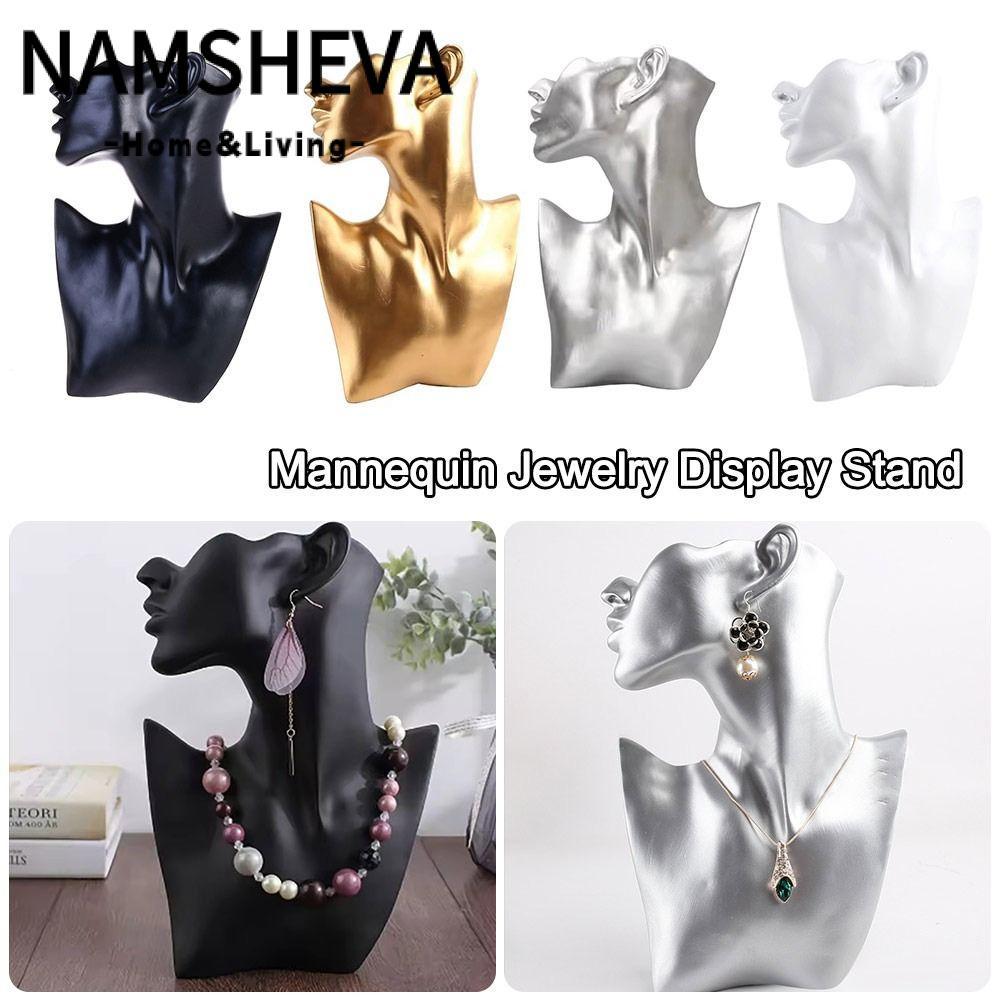 NAMSHEVA Giá trưng bày trang sức hình nộm, Mặt bên đầu hình nộm Hình ảnh bán thân Chân dung Giá đựng