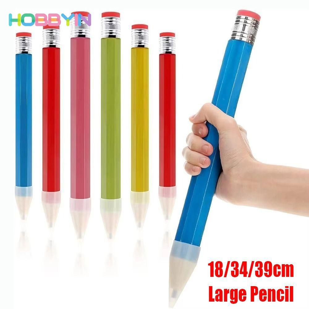 HOBBYIN Big Pencil, Bút chì khổng lồ bằng gỗ 18 / 34 / 39CM, Đạo cụ hiệu suất chất lượng cao có tẩy 