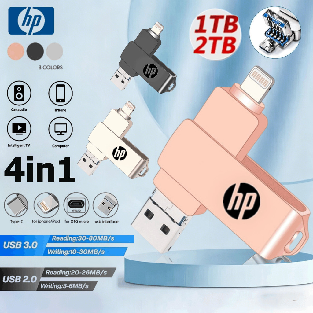 [Waranti 7 tahun] Ổ đĩa Flash Usb xoay tốc độ cao HP Pendrive 3 trong 1 type-c 1TB iXpand Drive 512G