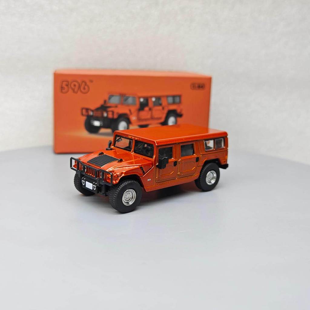 596 1: 64 Hummer Hummer H1 Quà tặng mô hình xe hợp kim màu cam