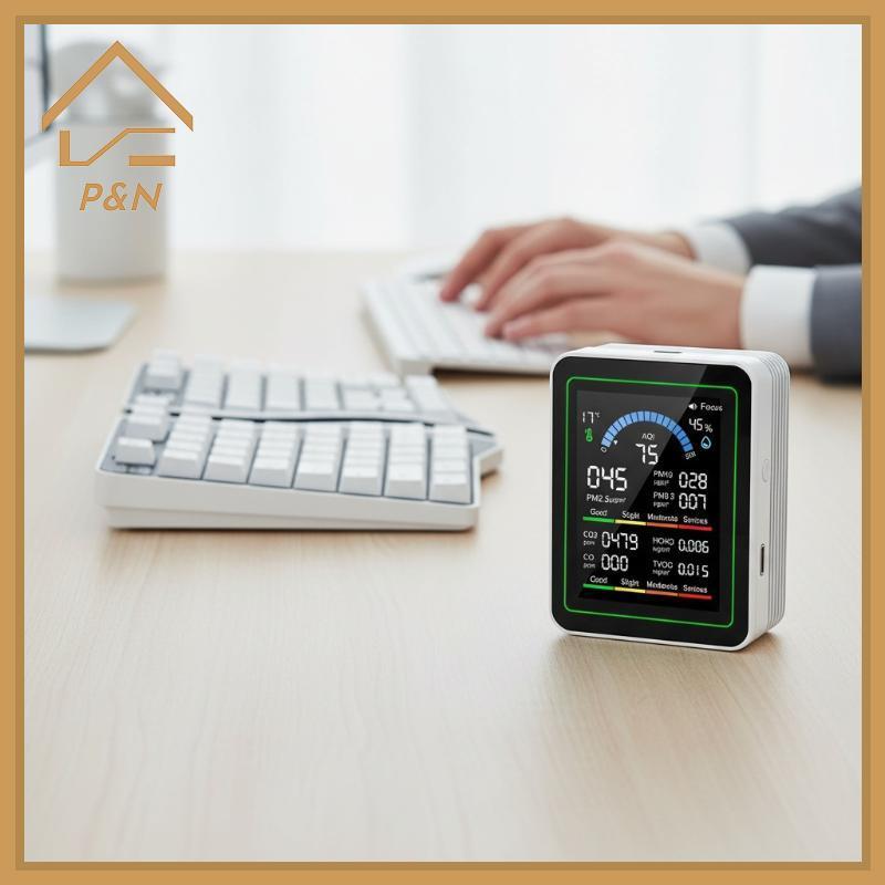 [P & N} Máy dò chất lượng không khí CO2 10 trong 1 Smart Home PM03 PM10 PM25 Màn hình HCHO TVOC để k