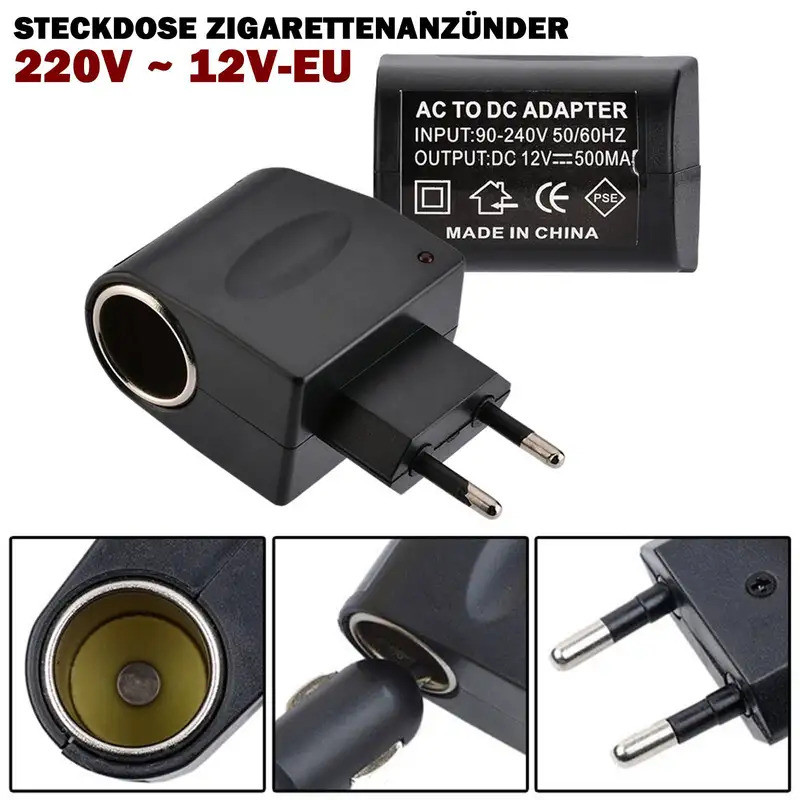 Đa Năng 220V AC Sang 12V DC Xe Điện Ổ Cắm Chuyển Đổi 220V Sang 12V Hộ Gia Đình Bật Lửa Thuốc Lá EU C