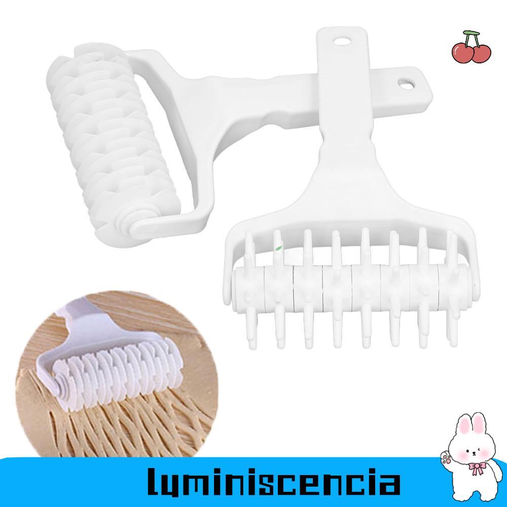 LUMINISCENCIA 2 Chiếc Pizza Bột Con Lăn Docker, Nhựa Tay Cầm Dài Pizza Vỏ Con Lăn Docker, Lưới Trắng