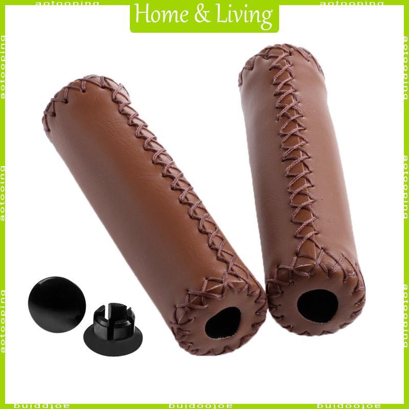 AOTO MTB BMX Road Mountain Bike Cycling Stitch Leather Handbar End Grips