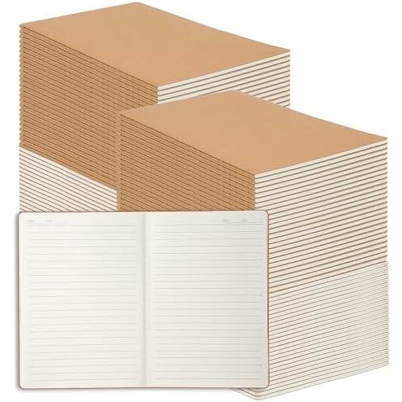 ul 48 Pack A5 Kraft Paper Notebook Lined Journal Bulk, 8.3 X 5.5 Inch, 60 Pages/30 Sheets, 80gsm, Tr