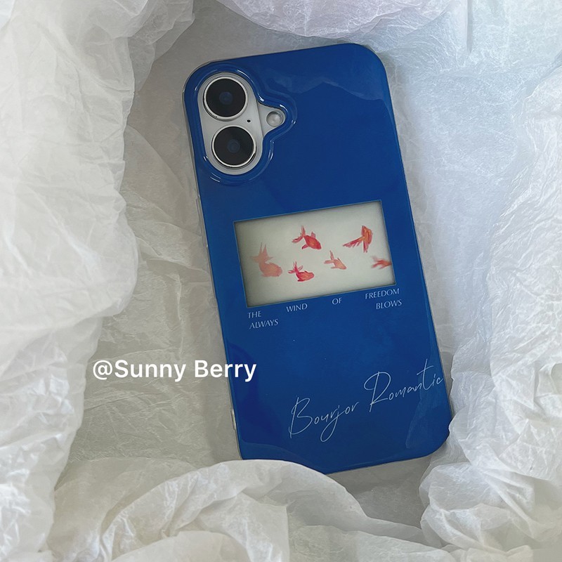 ốp lưng iphone có dây đeo ốp lưng iphone 12 thường Sunny Berry ins Niche Design Artistic Sense Blue 