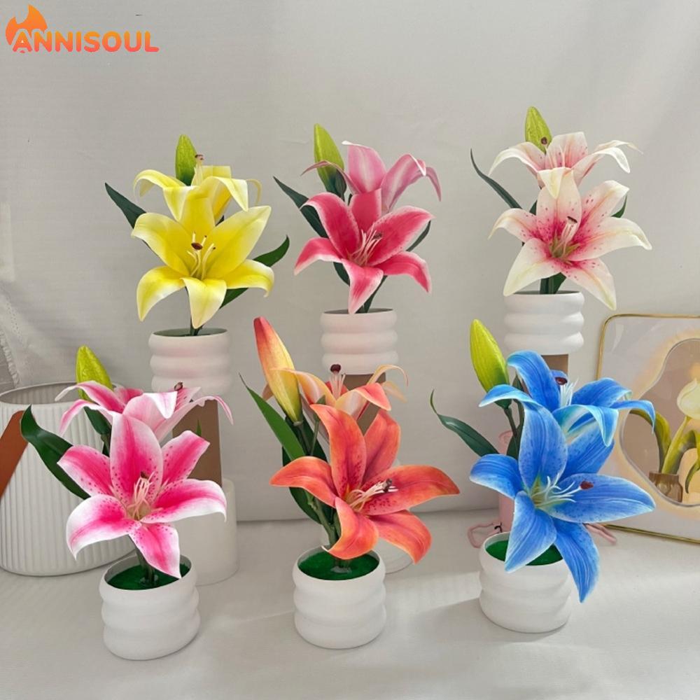 [NISO]Artificial Lily Flower Lifelike Petals And Leaves Premium Plastic Material