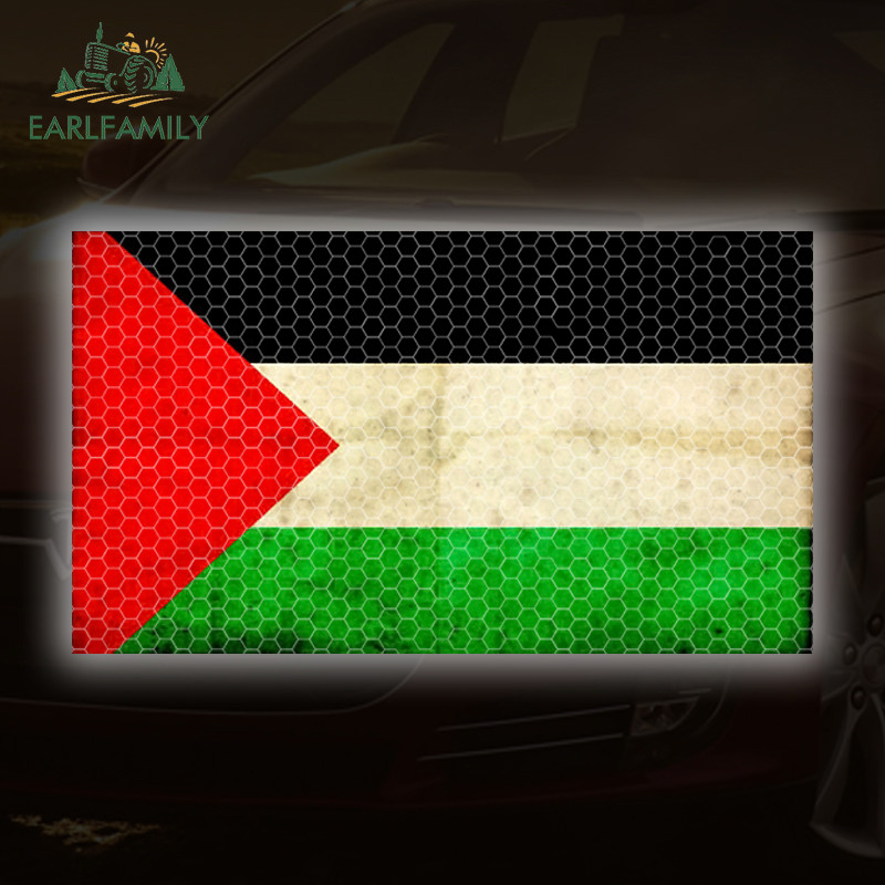 EARLFAMILY Palestine Cờ Phản Quang & Mangetic Xe Dán Kính Chắn Gió Phía Sau Xe Máy Ván Trượt Helemt 