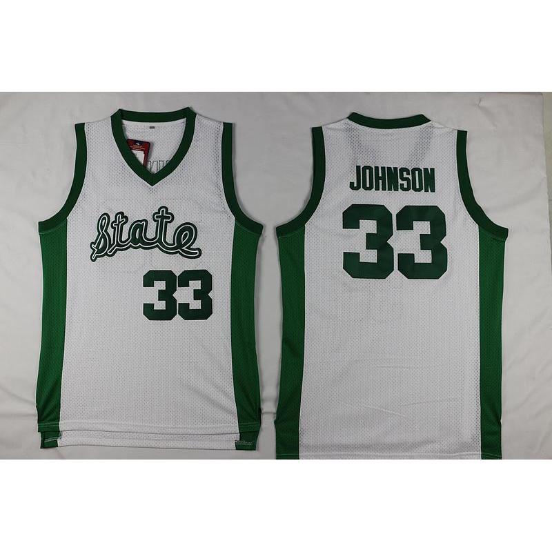 Áo bóng rổ Jersey Michigan Spartans Magician Johnson Jersey Lưới trắng Số 33 Jersey