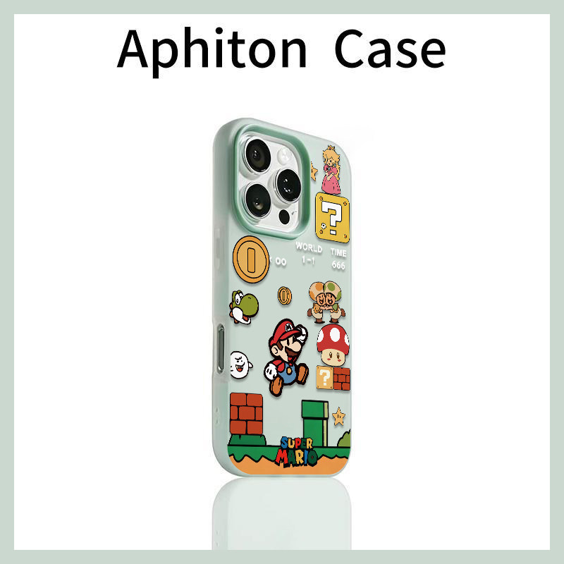Super Mario Cartoon Jelly 2 trong 1 Thích hợp cho Apple 17promax Vỏ điện thoại 16 / 15pro Matte Skin