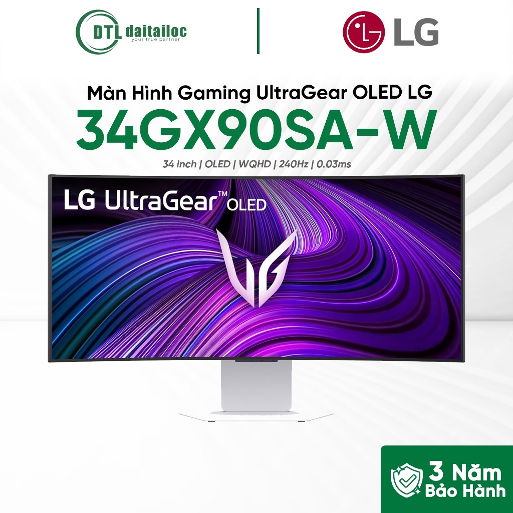 Màn Hình Gaming UltraGear OLED LG 34GX90SA-W 34 inch OLED WQHD 240Hz 0.03ms | Chính Hãng | Bảo Hành 