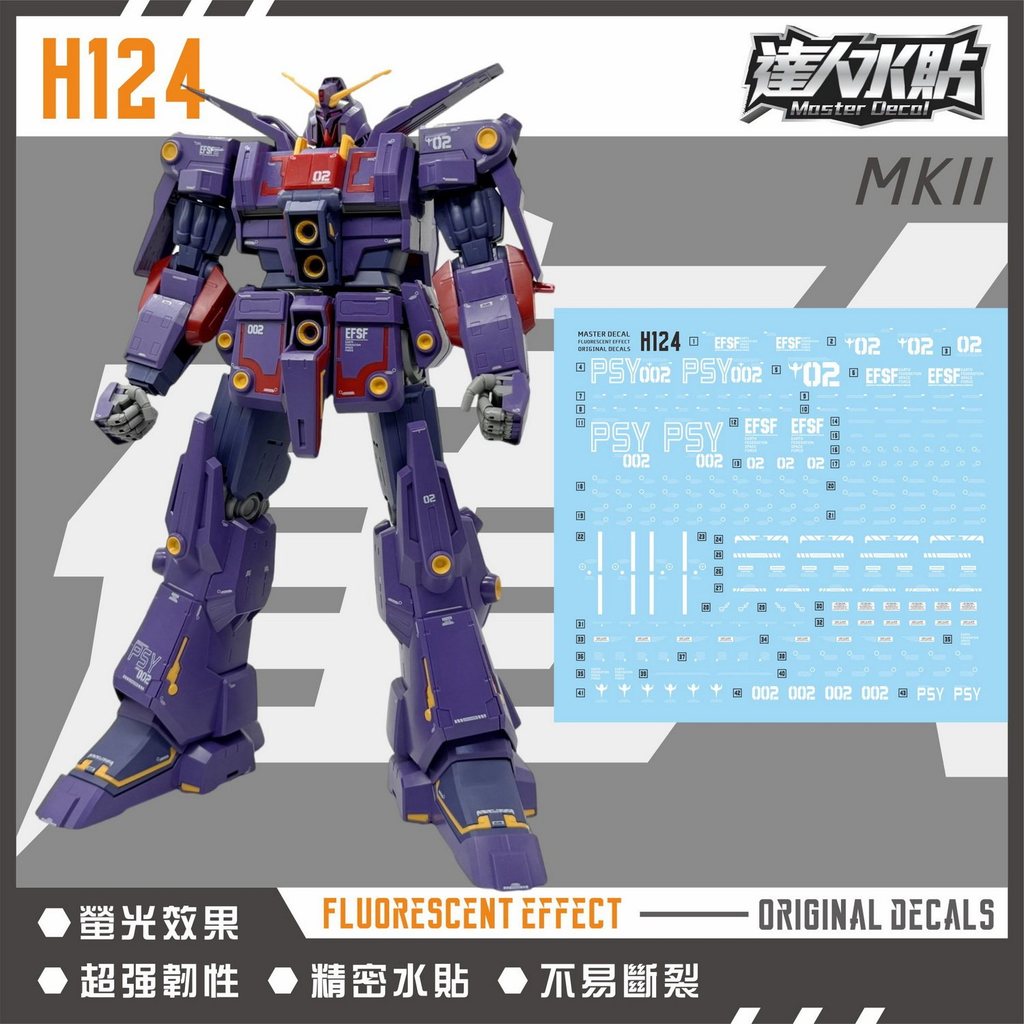 MASTER H124 HG Psycho MK2 MK II Decal Trượt Nước Loại Fluo (Không bao gồm bộ dụng cụ)