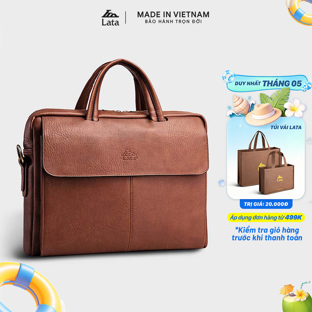 Cặp Công Sở Lata (Thời trang nam basic đựng laptop 13.3 inch - Cặp da CA21)