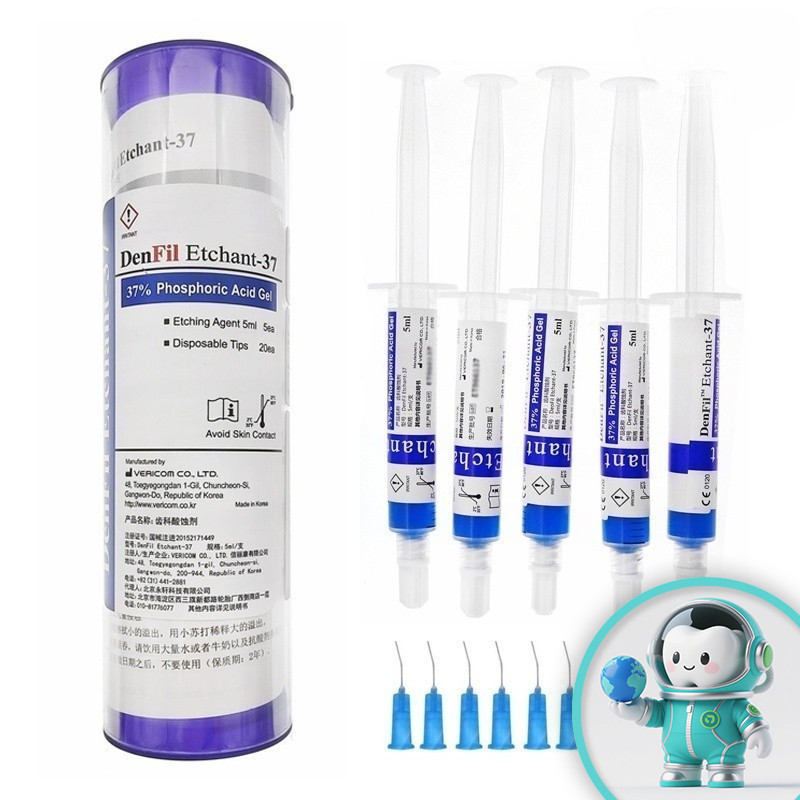 Etching Denfil Vericom 37% – Gel Soi Mòn Men Ngà | Tuýp/5ml × 5 Hàn QuốcTặng Vòi Bơm | Hàng Chính Hã