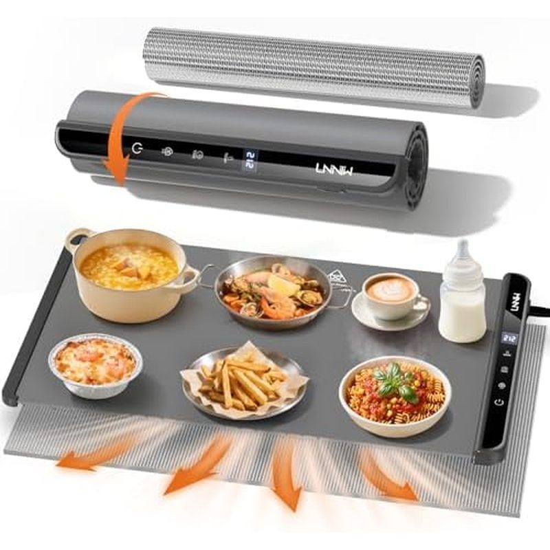 Thảm sưởi ấm thực phẩm có miếng đệm chịu nhiệt, 26X15 Inch, Hẹn giờ 6 giờ nhiệt độ, An toàn khóa trẻ