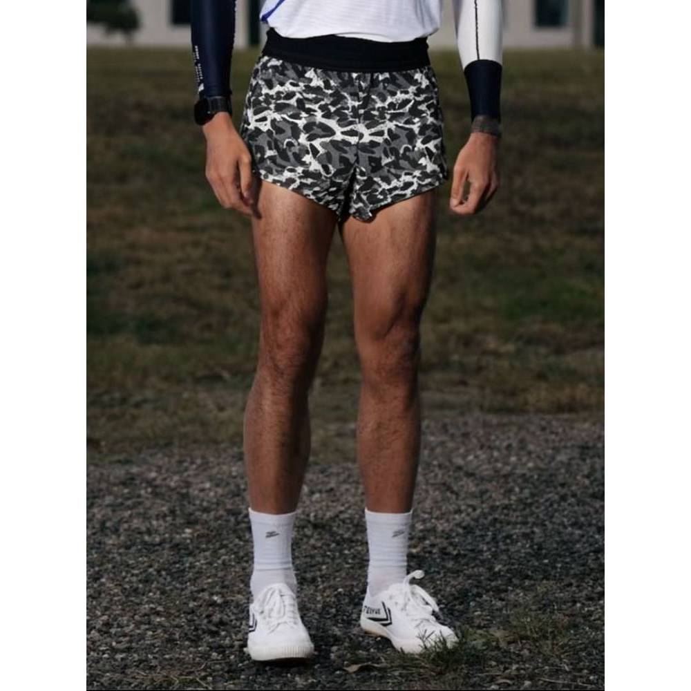 Sports Leopard Camouflage Track and Field Adhesive Three-Point Lining Shorts Summer Men and Women Ma