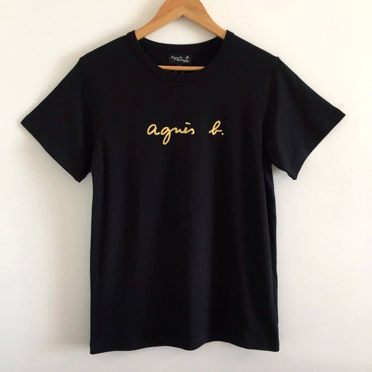 Agnes. b Áo thun ngắn tay mới thể thao cong nhỏ b. áo thun đa năng cotton nguyên chất in hình cặp đô