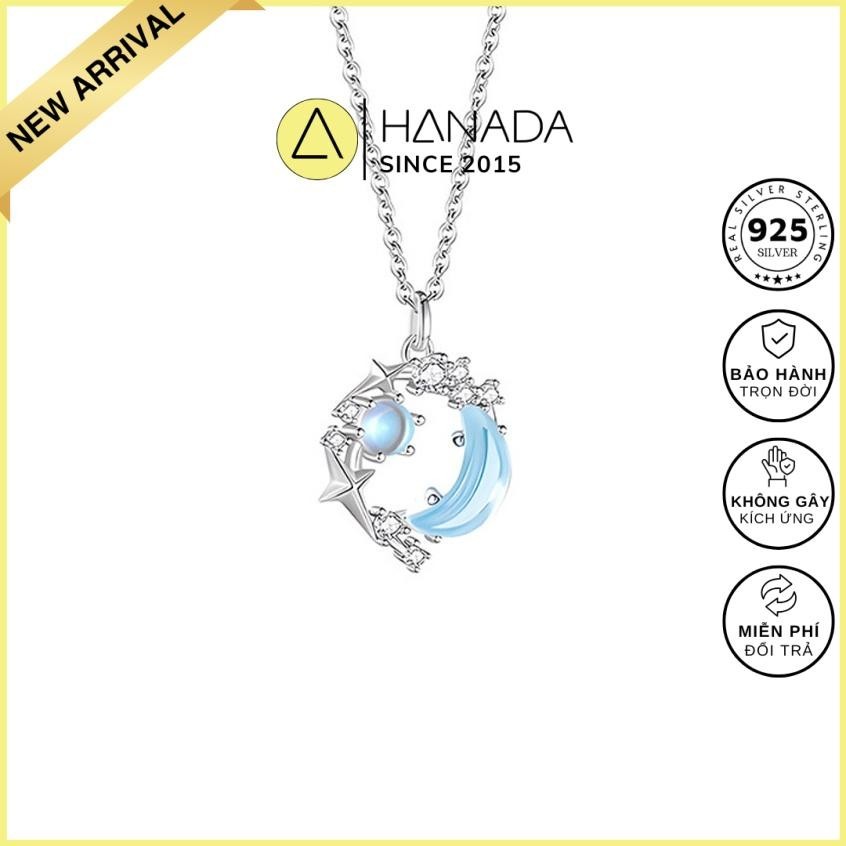 [BẢO HÀNH BẠC-LIFETIME 925] Vòng cổ mặt trăng đôi bạc Hanada 925, Vòng cổ 2412 K2