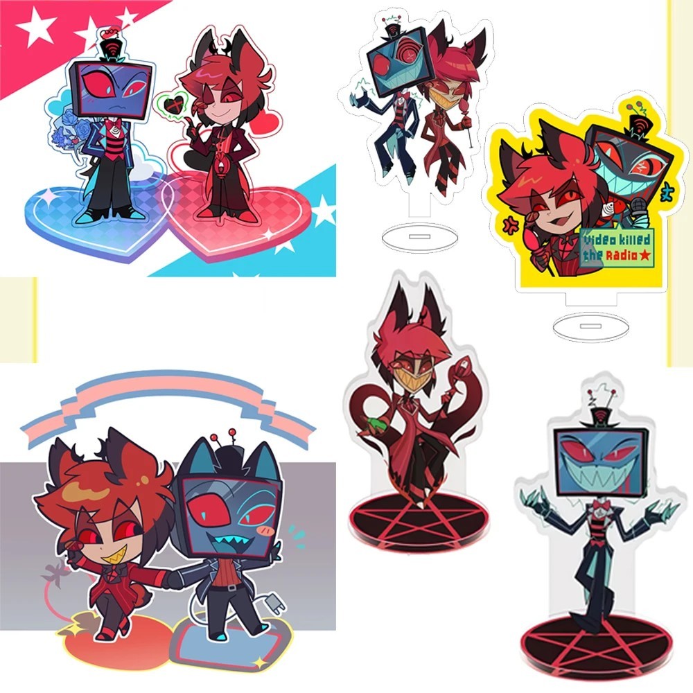 Standee Hazbin Hotel Vox Alastor mô hình mica anime 10cm trang trí bàn học phụ kiện quà tặng nhân vậ