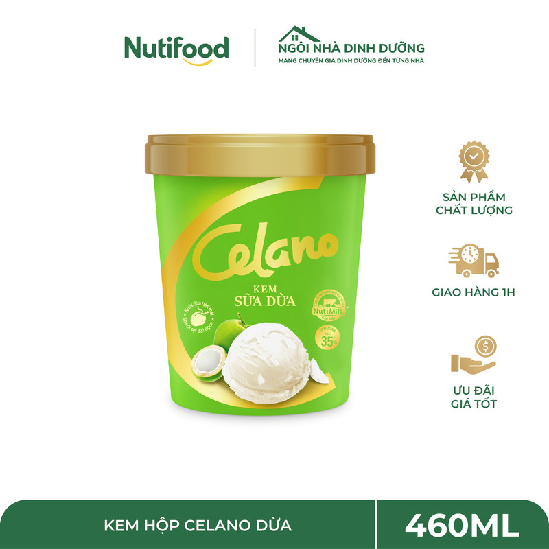 Kem Hộp Celano Dừa 460ml - Béo Thơm Vị Dừa