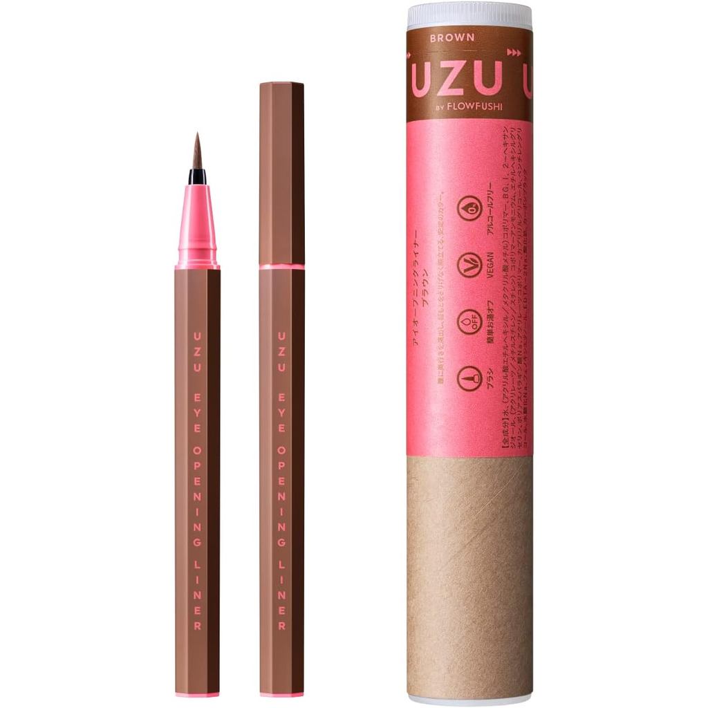 【direct from japan】UZU Eye Opening Liner [Brown] - Liquid Eyeliner, Easy Off, Alcohol & Dye Free