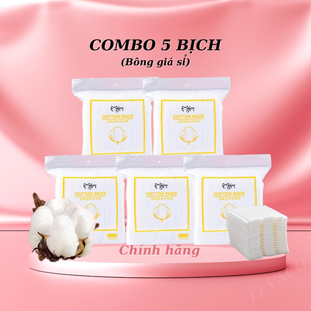 Bông Tẩy Trang Vuông MFM Cotton Pads 222 Miếng Quốc Dân Con Mèo 3 Lớp 2 Mặt mềm Mịn Thấm Hút Tốt, Ti