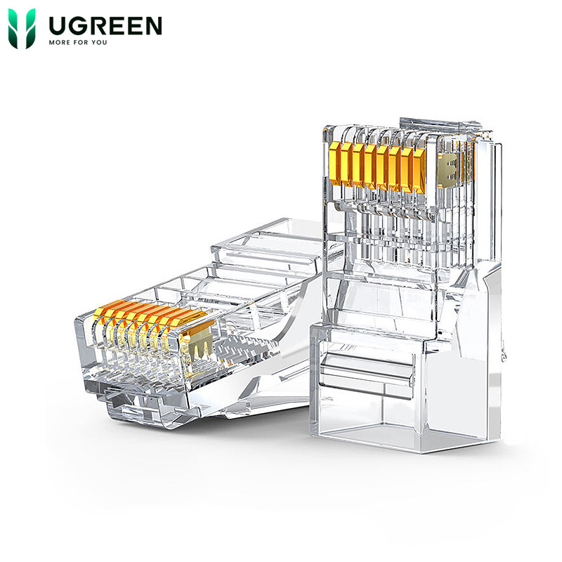 Đầu Bấm Mạng RJ45 Cat6 Cat6e Ugreen 50962 60558 NW120, Hạt Mạng LAN Chân Đồng Mạ Vàng Cao Cấp