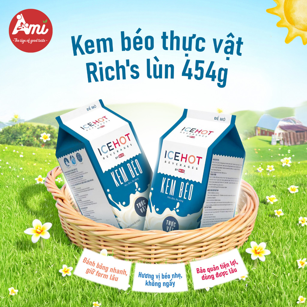 [HỎA TỐC] Kem béo thực vật Rich's lùn Ice Hot 454g
