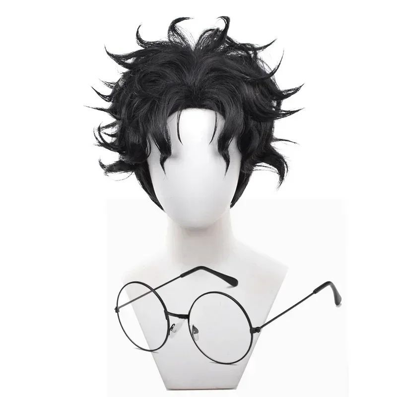 Anime Dandadan Ken Takakura Momo Ayase Cosplay Tóc Giả Đen Ngắn Xoăn Tóc Giả Okarun Kính Halloween Đ