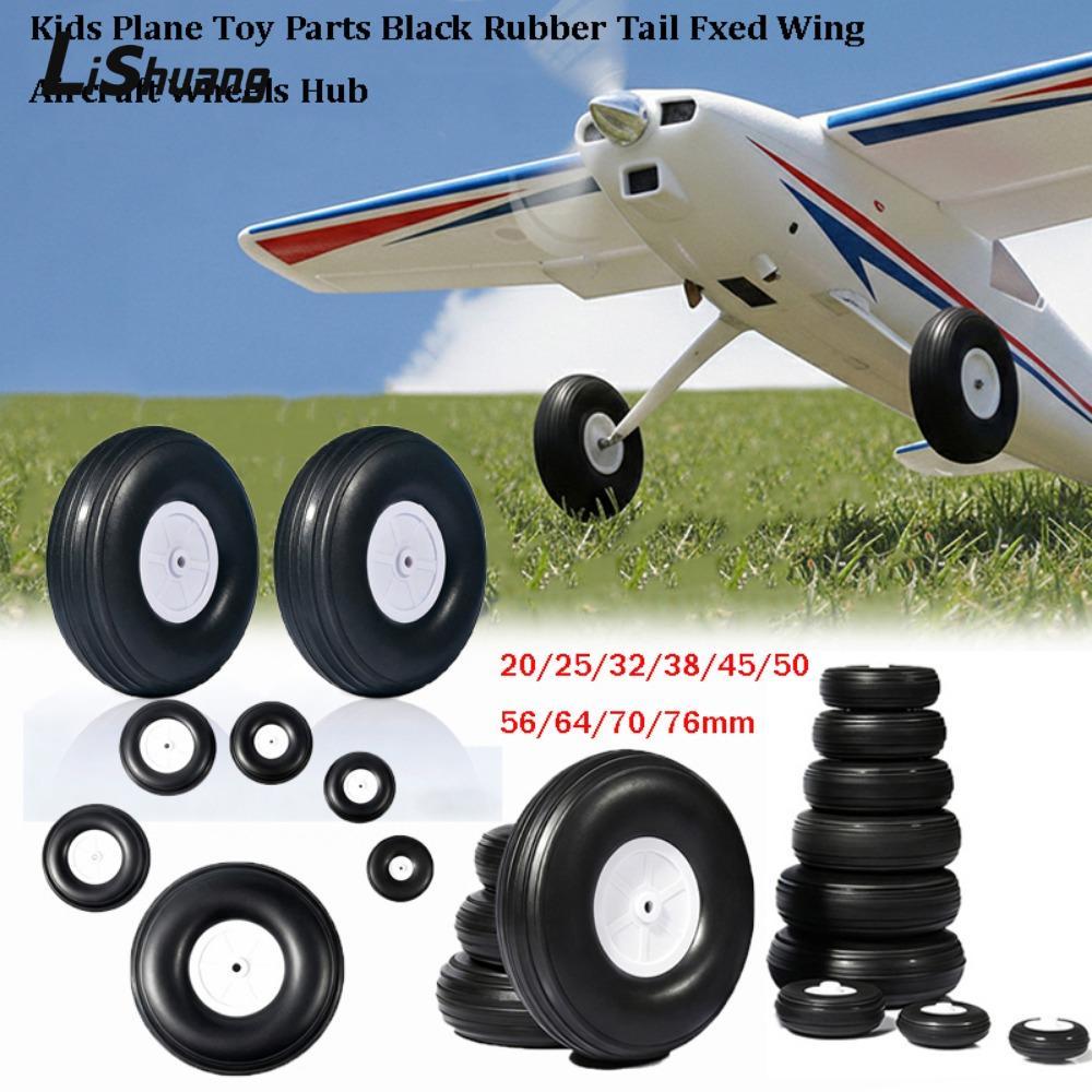 LISHUANG Phụ tùng đồ chơi máy bay trẻ em, Cao su đuôi đen Fxed Wing Bánh xe máy bay Hub, 0,75 "- 5" 