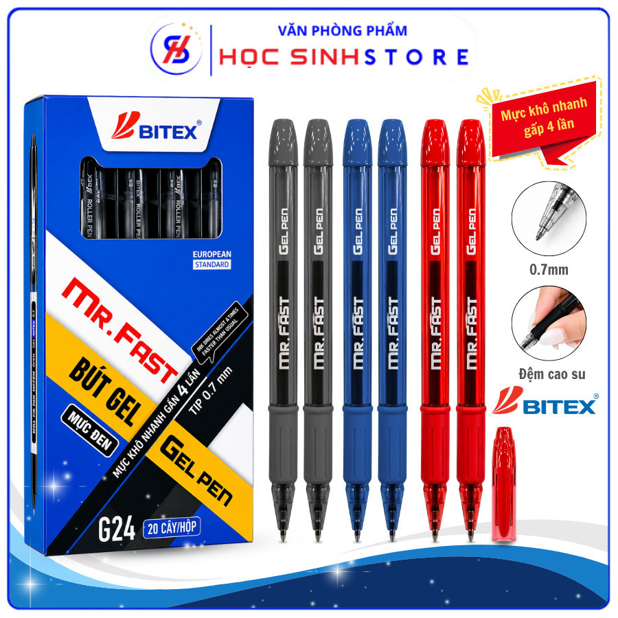Bút Gel Mr.Fast Bitex G24 Ngòi 0.7mm Mực Ra Đều Liên Tục, Khô Nhanh Gần 4 Lần, Thiết Kế Sang Trọng -