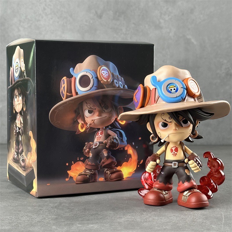 One Piece Hình Q Phiên Bản Cowboy Ace Pottercas Cowboy Anime One Piece Fire Fist Ace Mẫu Trang Trí