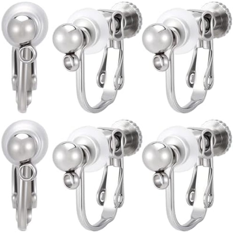 ps 18K Gold Plated 316 Stainless Steel Clip-on Earrings Non-Pierced Findings with Silicone Pads for 