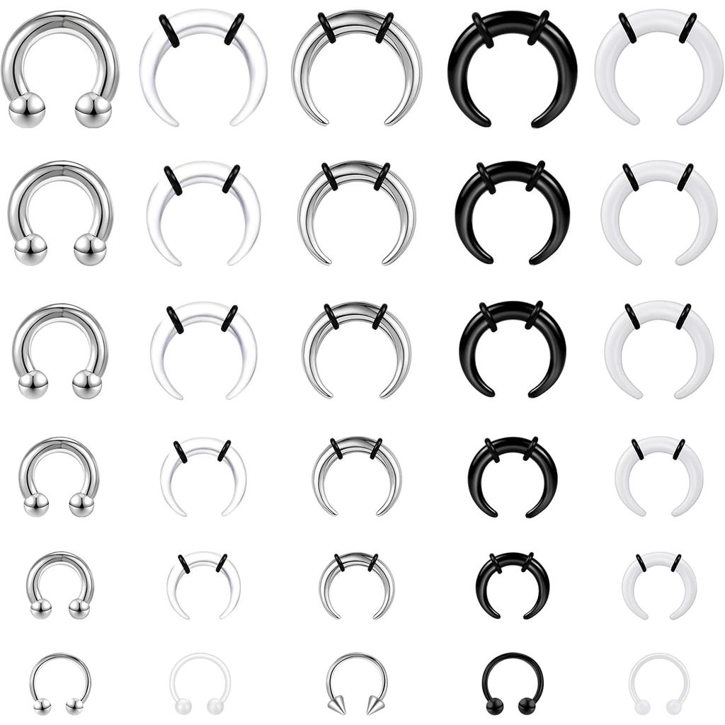ONESING 30 Chiếc Septum Pincher Côn 16G-6G Acrylic Thép Không Gỉ Septum Kéo Dài Bộ Bên Trong Ren Spi