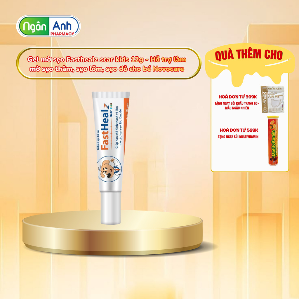 Gel mờ sẹo Fasthealz scar kids 12g - Hỗ trợ làm mờ sẹo thâm, sẹo lõm, sẹo đỏ cho bé Novocare