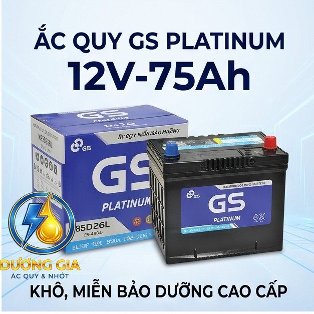 [Chính Hãng] Ắc Quy GS MF 85D26L (12V-75Ah) - Bình Khô Cho Xe Toyota Fortuner, Ford Ranger, SantaFe