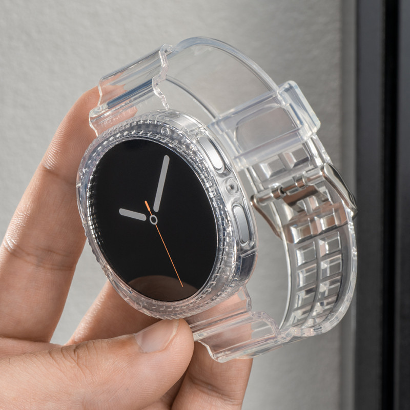 Ốp Lưng Trong Suốt + Dây Đeo Cho Samsung Galaxy Watch 8 44mm 40mm Dây Silicon Trong Suốt Cho Galaxy 