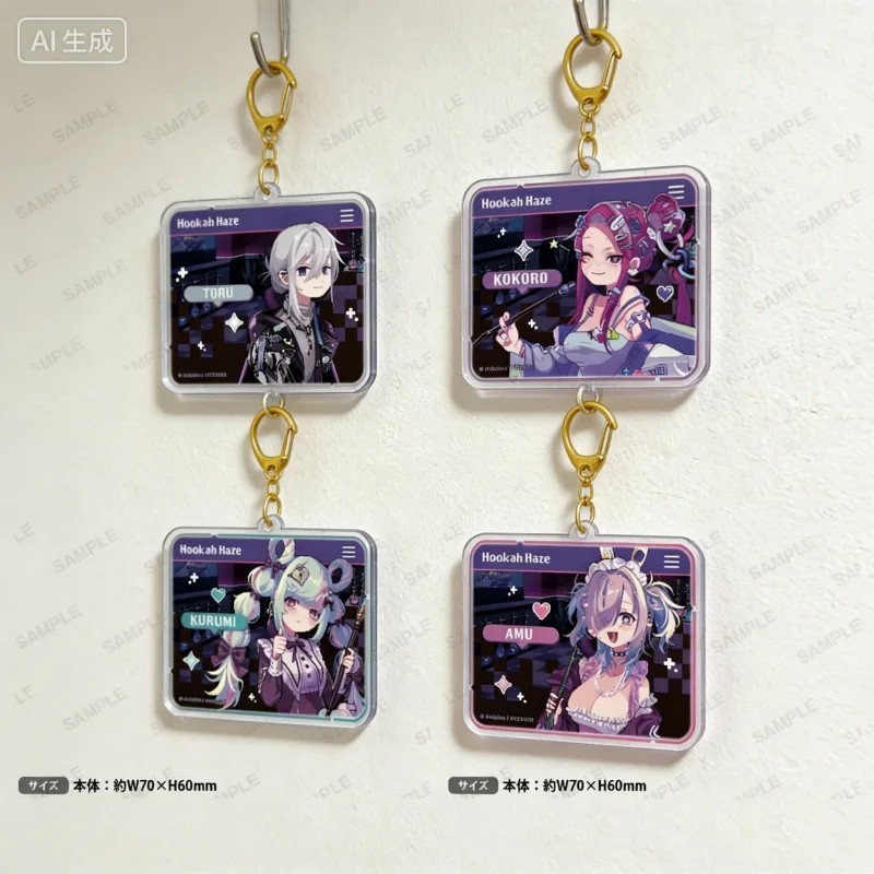 Móc khóa Hookah Haze anime acrylic mica nhân vật Toru Kokoro Kurumi Amu trang trí cặp sách quà tặng 