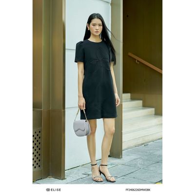 Đầm suông đen ngắn tay thiết kế Elise FF2406226DMWOBK