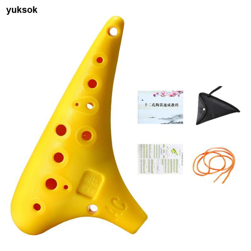 Nhạc cụ Mini bằng nhựa Ocarina 12 lỗ Alto C Ocarina nhẹ có dây đeo cho người mới bắt đầu biểu diễn