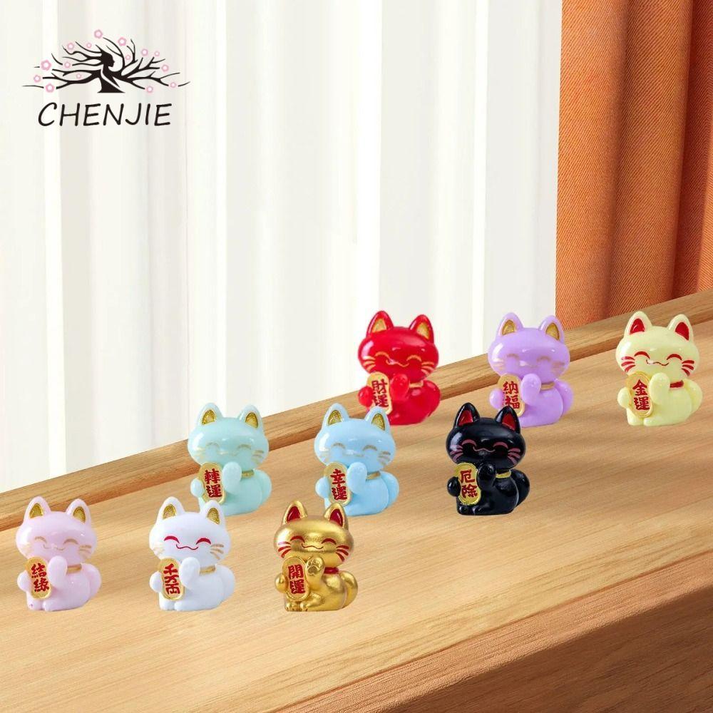 CHENJIE Bức tượng mèo may mắn CHENJIE, Phim hoạt hình Tượng mèo may mắn dễ thương, Trang trí nội thấ
